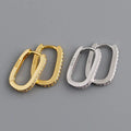 GE68 Fashion Vintage Oval 925 Sterling Silver Big Circle Fine Jewelry Ear Buckle U Shape Zircon Hoop Earrings for Women Gift