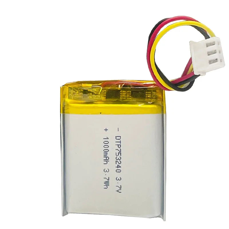 OEM ODM Customize Lithium Batteries DTP 753240 3.7V 1000mAh Rechargeable Li-polymer 1500mAh 1800mAh 2000mAh Lipo Battery