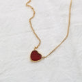 Trendy Luxury Ladies Jewelry Stainless Steel Heart Shape Red Chalcedony Pendant Necklace