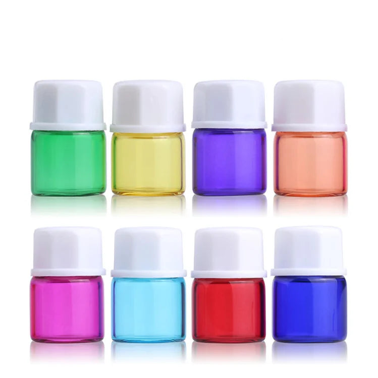 1ml 2 ml 3ml 5ml Mini Small Face Care Cosmetic Packaging Colored Glass Essential Oil Bottle