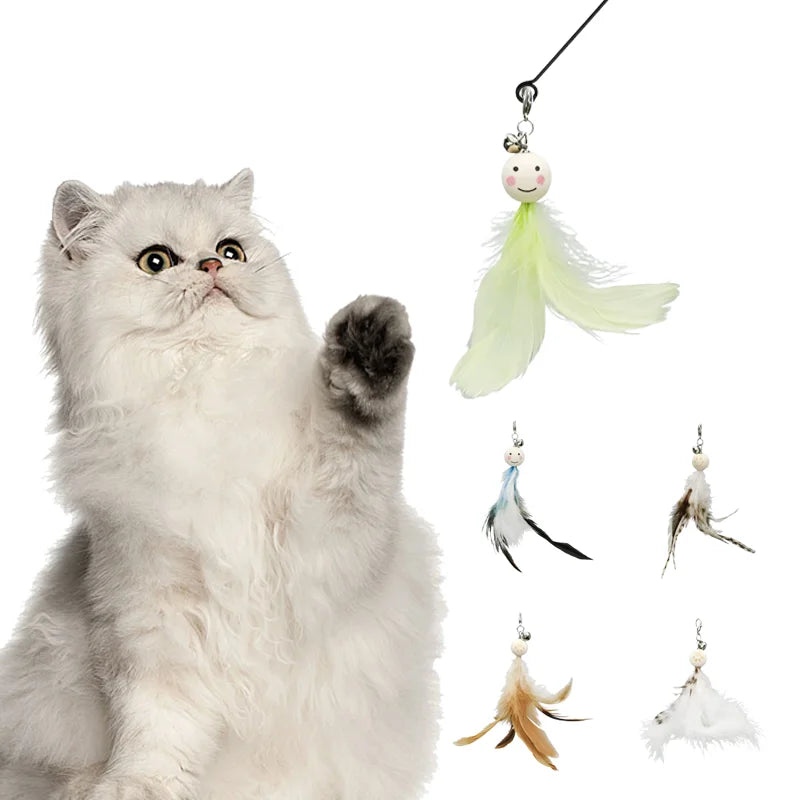 Sunny Doll Interactive Pet Toy Teasing Cat Stick with Feather Encourages Movement and Playfulness Cat Toy