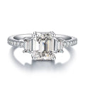 Fine Jewelry 925 Sterling Silver Emerald Cut Geometric Zircon Women Wedding Engagement Ring