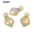 WT-P1713 Amazing Fashion Drop Yellow Citrine Quartz with Aura Coated Charming Lemon Quartz Stone Perfume Bottle Necklace Pendant