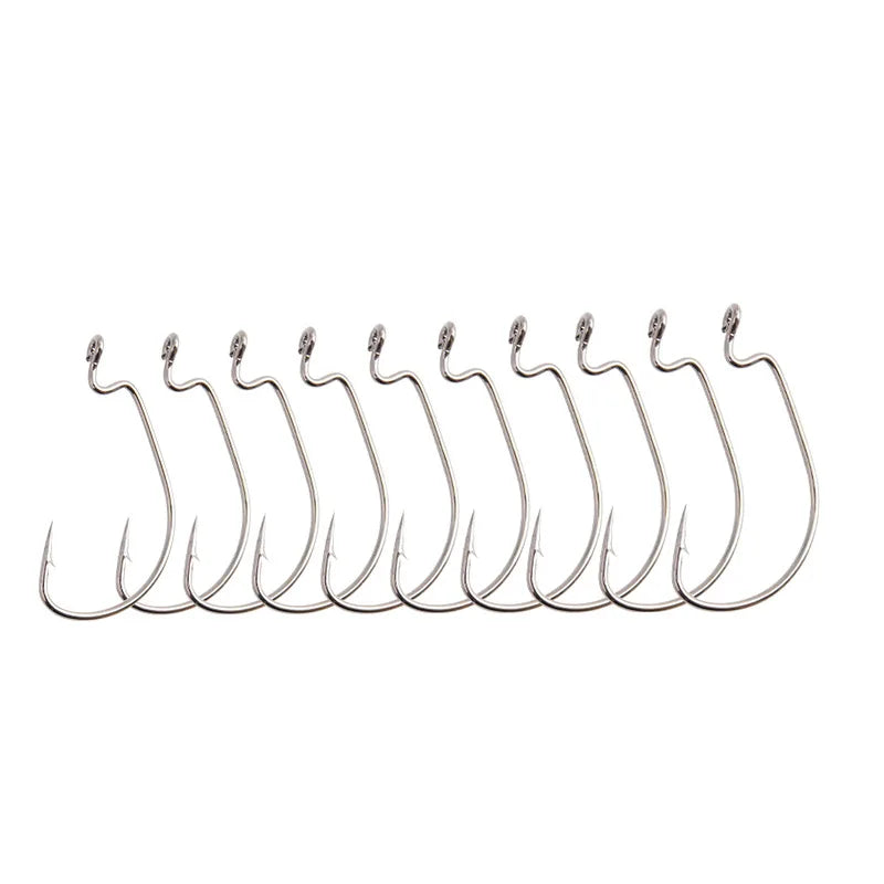 10pcs/bag Barbed Wide Belly Crank Hook Freshwater Sea Fishing Fish Hooks Bulk Bait Single Hook