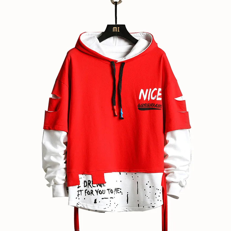 Factory Hot Sale Men's Fashion Hoodie Plus Size Knitted Sport Hoodies Ripped Oversize Design Solid Pattern Men's Sublimation