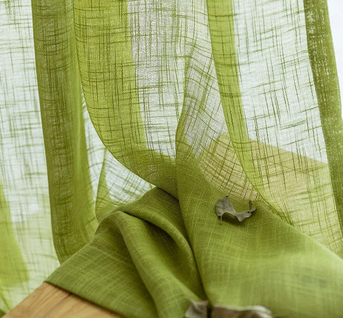 DaiRui High Quality Modern Amecian Style Green Solid Sheer Window Curtain for Living Room