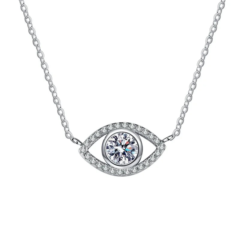 Wholesale Fashion Fine Jewelry 925 Sterling Silver Custom 0.5CT Moissanite Angel Eyes Pendant Necklace Adjustable Girls