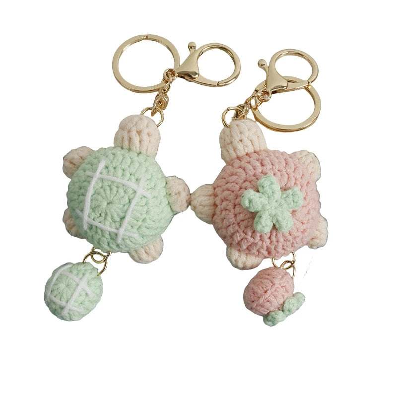 Amigurumi Crochet Toys Turtle Keychains Crochet Handmade Key Chains Pendants Knitted Doll Turtle Shape Keychain Crochet Keychain