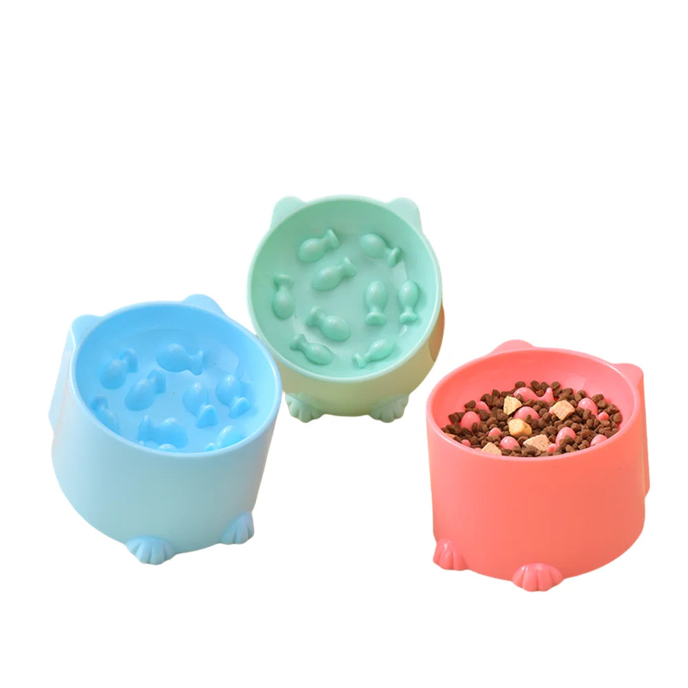 2023 New High Foot Anti-choking Bowl Cat Basin Neck protection Cat Food Bowls Eat Slow Food Pet Bowls Food Feeder