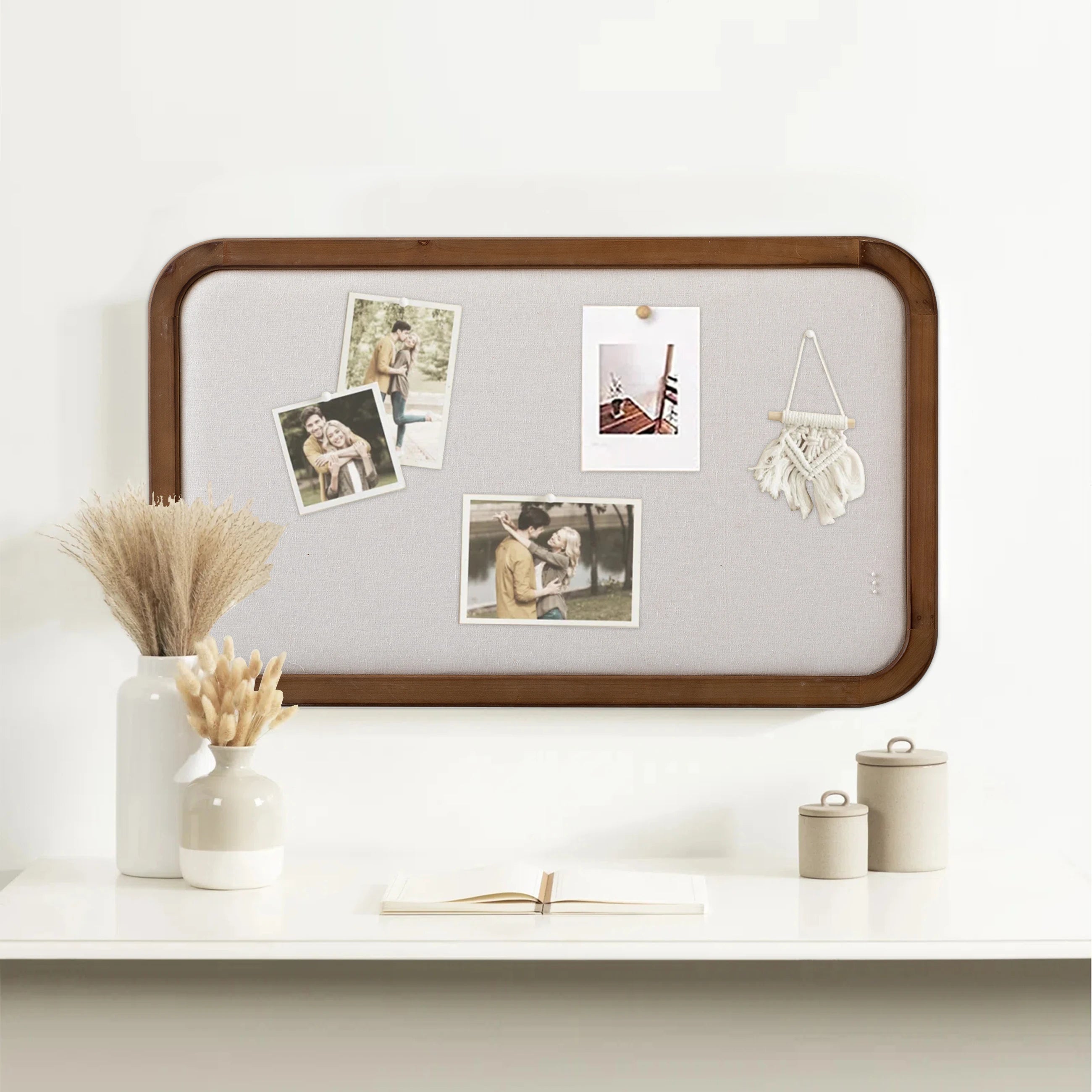 Farmhouse Decor Custom Wood Frame Wall Mounted Bulletin Board Pin Message Wooden Frame Cork BoardsPin Boards for Walls Hanging