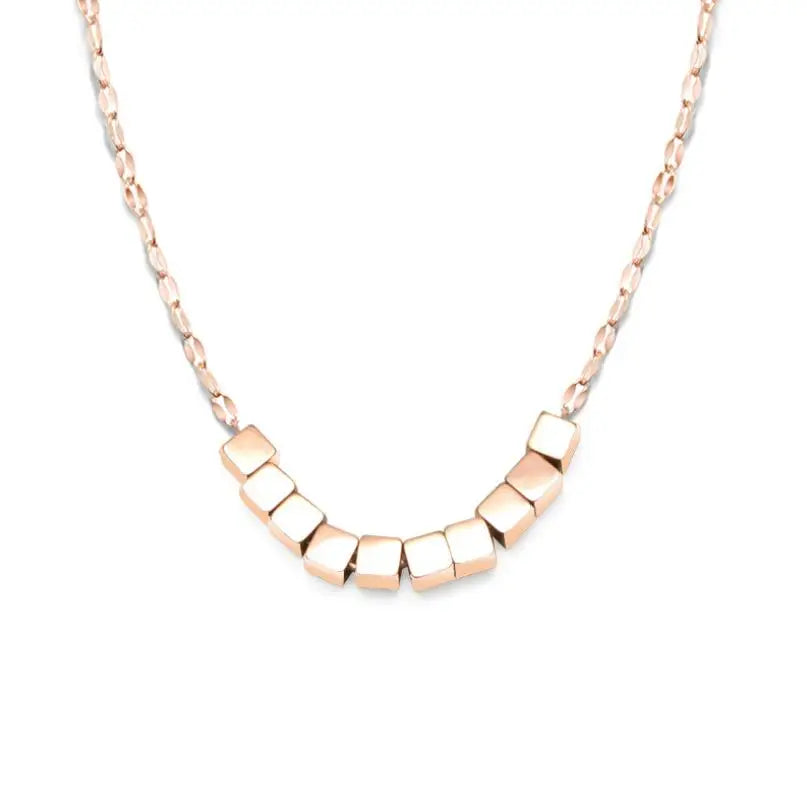 Wholesale Stainless Steel Custom Silver Gold Rose Gold Beaded Necklace String Tiny Square Beads Necklace