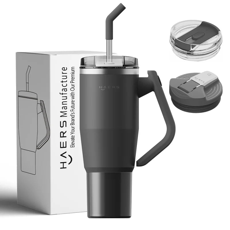 2025 Hot 40oz Leakproof Vacuum Insulated Stainless Steel Tumbler with Handle and Straw Camping Eco-Friendly