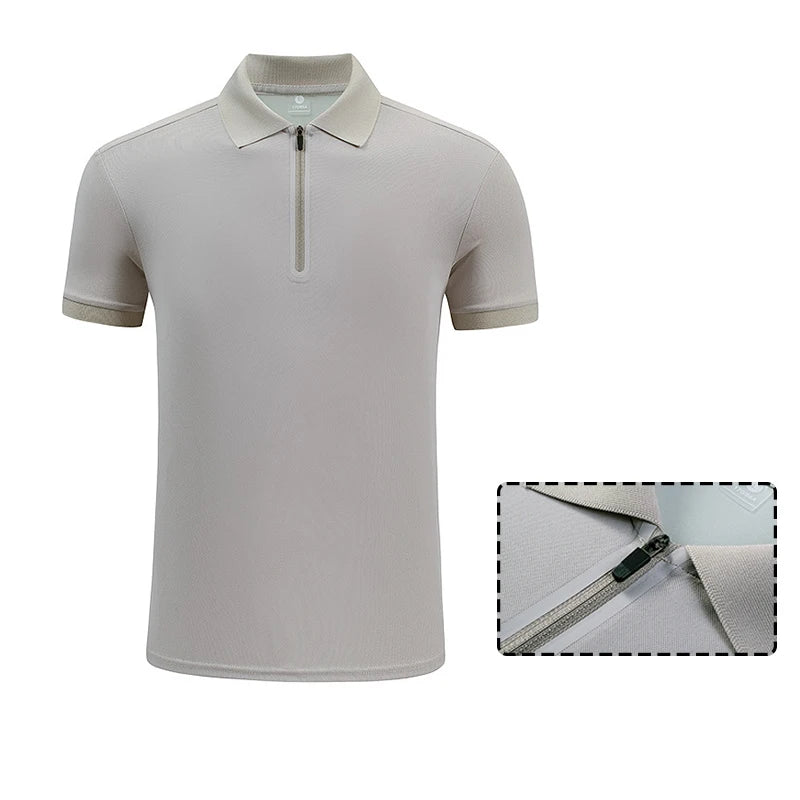 Cool Fabric Half Zip Plus Size Short Sleeve Breathable Casual Men's Gym Sports Polo Shirt Exercise Workout Fitness Shirt