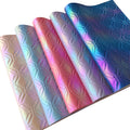 New Hexagon Iridescent Design Color Embossed Laser Leather Fabric Quilted PU Fabric Roll Cotton Back for Shoe/Bag/Mat