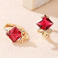 Red Zirconia Cubic Stone Elegant Women Oro Laminado 18k Earring Hot Sale Aesthetic Women's Joyeria Christmas Earrings