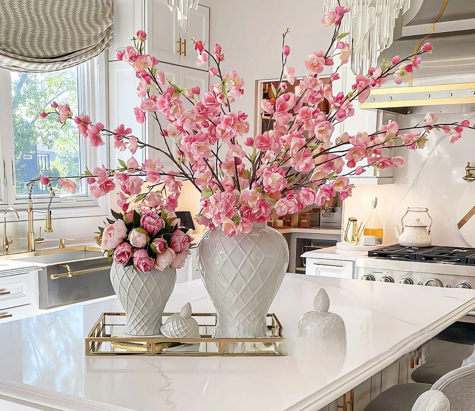 Line Table Top Vase General Jar Decorative Storage Decoration Jar Light Luxury Handpainted Gold Ceramic Flower Vase