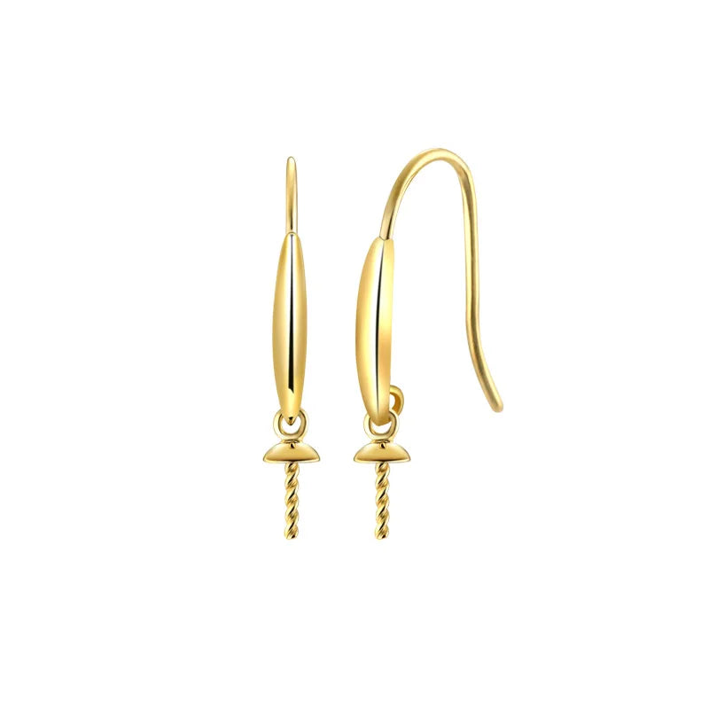 Pearl Mounts Settings 18k Solid Gold Pearl Earrings Mount Elegant Gold Earrings Mounting for Earrings Jewelry Making