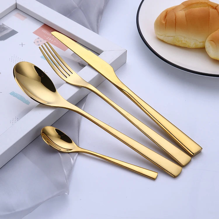 1810 Titanium Gold Plated Flatware Restaurant Hotel Cutlery Sets for Wedding