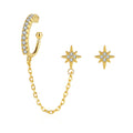 Hot Sale 925 Sterling Silver Hexagram Asymmetric Earrings  18K Gold Plated Chain Earrings for Women