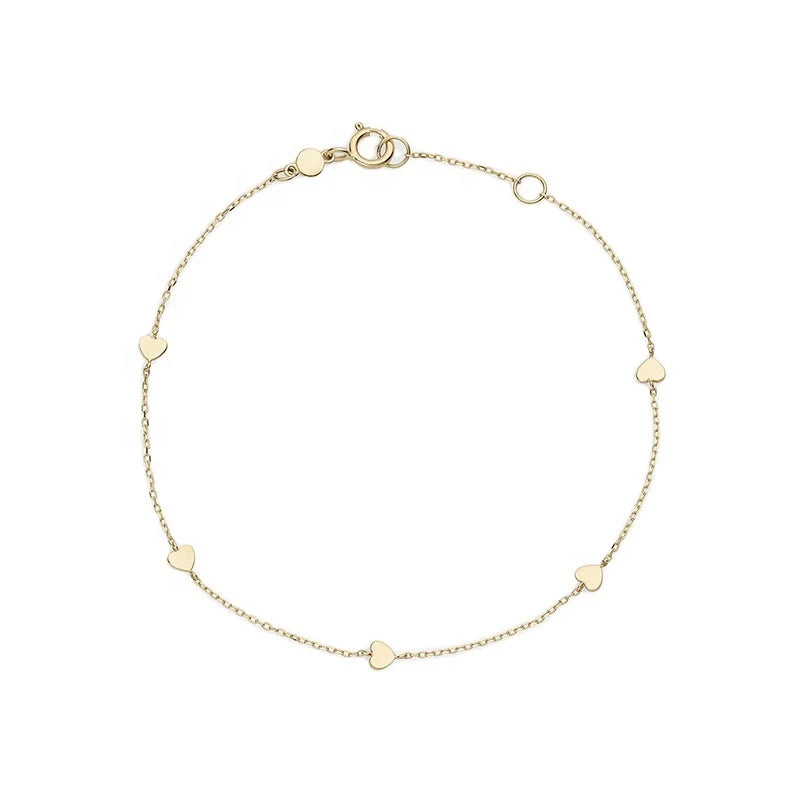 Custom Korean Valentine's Day Gifts Lovely Sweet 925 Sterling Silver Fine Jewelry Gold Plated Heart Bracelet for Women
