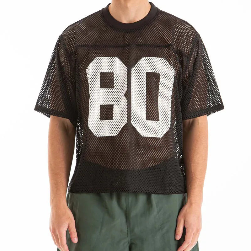 Dropped Shoulders T Shirt Oversize Soccer Vintage 100% Polyester Black Lightweight Men's Mesh Jersey T-Shirt With Graphic logo