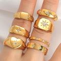 Minos Greek Style Chunky Zircon Rings Fashion Jewelry Stainless Steel 18k Gold Star Rings Tarnish Free Chunky Heart Ring