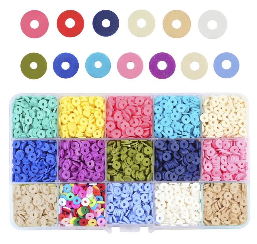 Hot Selling Flat Round Polymer Clay Spacer Beads with Scissors for DIY Necklace Bracelet Earring Jewelry Making
