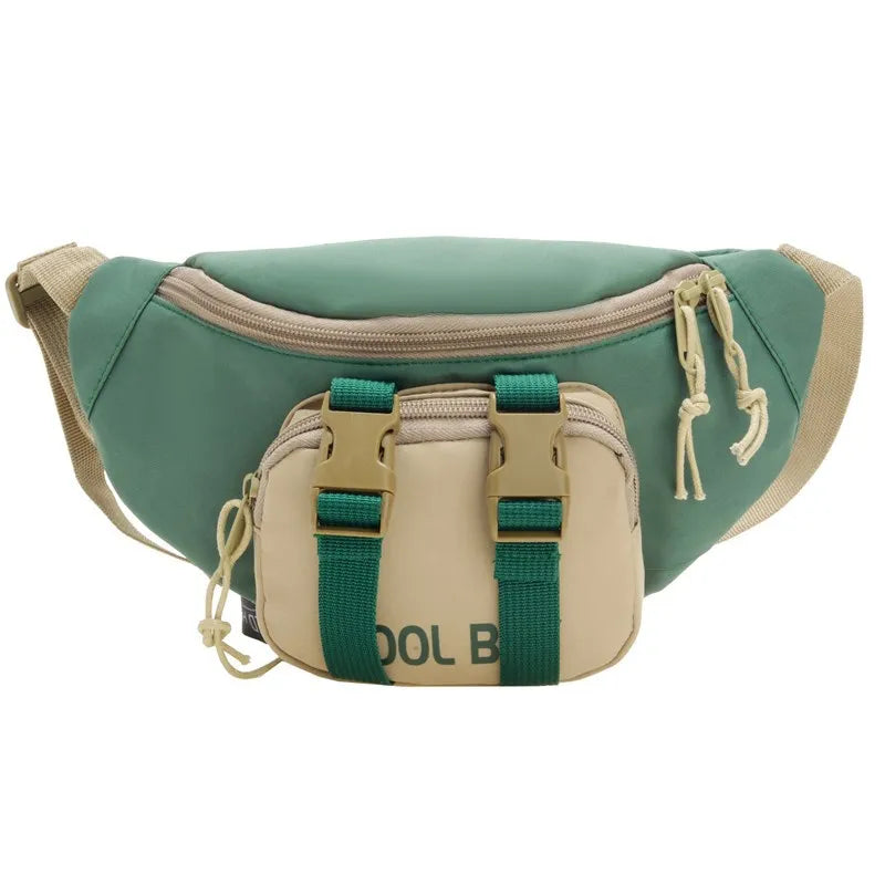 Color Block Webbing Pack - Casual Nylon Fanny Pack for Boys & Girls