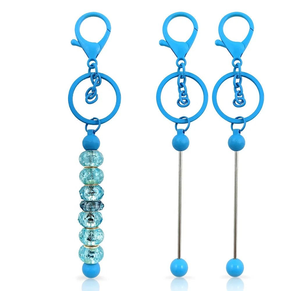 DIY Beaded Key Chain Beadable Handmade Keychains Metal Beaded Keyring Crafting Jewelry Accessories Beadable Keychain Bar