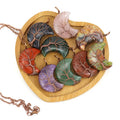 Tree of Life Bronze Wire Wrapped Crescent Moon Pendant Necklace Healing Crystal Stone Necklaces Natural Gemstone Quartz Pendant