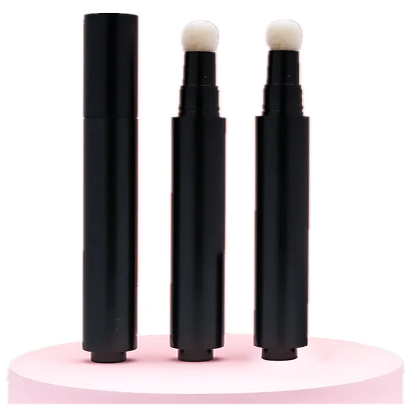 Custom logo 3ml Gold Silver and Black Aluminium Luxury Empty Liquid Blush Lipstick Press Tube Sponge Top Cosmetic Container