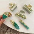 Fashion Women Hair Clips Claws Accessories Tortoise French Barrette Marble Geometric Round Tone Two Colours Acetate Hair Claw