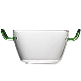 Customized Heat-resistant High Borosilicate Glass Salad Bowl Handle Lead Free BPA Free Handmade Eco-Friendly Microwave Tableware