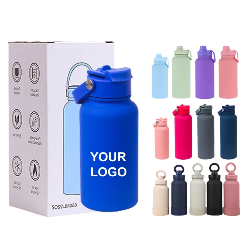 18OZ Custom Logo 304 Stainless Steel 16OZ Double Wall Insulated Vacuum Flask 32OZ Sports Water Bottle 12OZ Drink Bottle for Kids