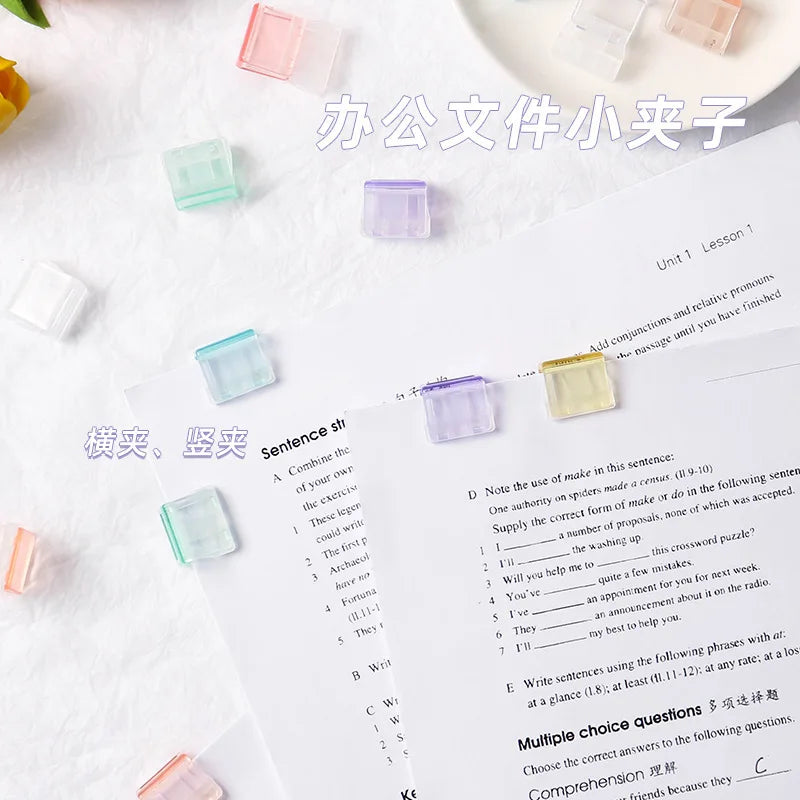 Fashionable Transparent Opaque Mini Plastic Binder Clip Push Pull Sliding Design Colorful Clip Student Test Paper Collection