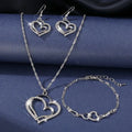 Double Love Jewelry Set Light Luxury Cold Wind Silver White Gold Yellow Two Color Lover Gift Bracelet Necklace Earring Set