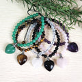 2025 New Trendy Round Bead Green Aventurine Bracelet Stone Amethyst Heart Shape Perfume Bottle Charm Bracelet Rose Quartz Onyx