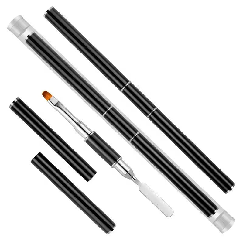 Dual Ended Nail Art Brush Spatula Stick Pen UV Gel Extension Flower Painting Pen Manicure Tool