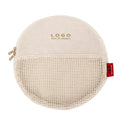 Newest Round Cotton Mesh Pouch Calico Canvas Mesh Pouch With Zipper Custom Logo Makeup Bags Private Label for Cosmetics