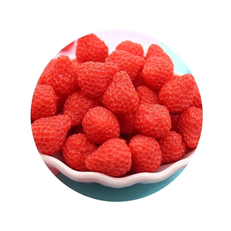Resin Strawberry Decoration Accessories Scrapbooking Flatback Charms Cabochons Miniatures Kawaii Craft Diy Phone Shell