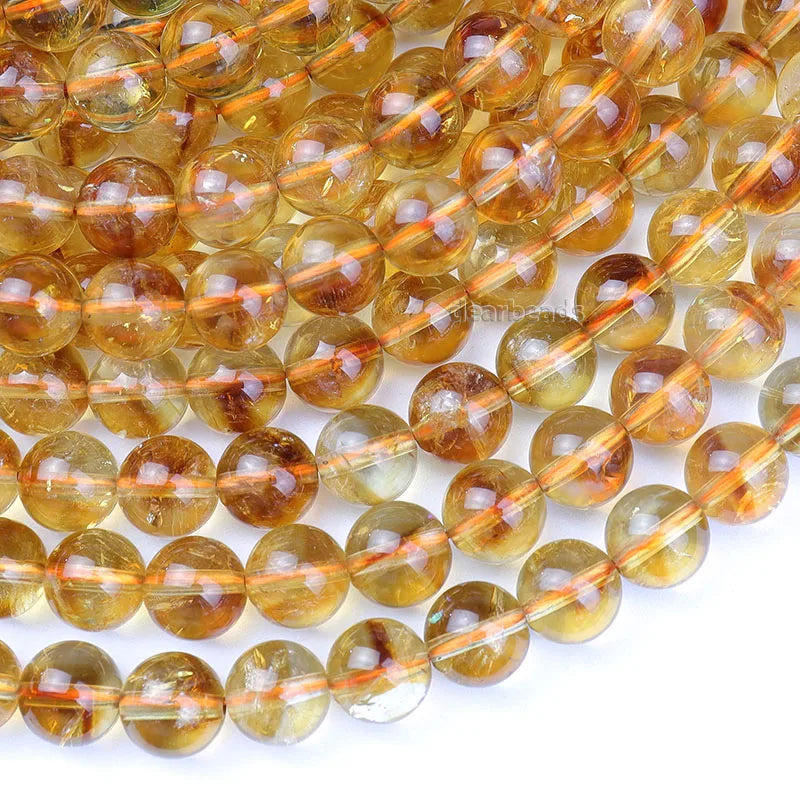 High Quality AAA Natural Citrine Beads Round Genuine Gemstone Beads Polished Beads 6mm 8mm 10mm