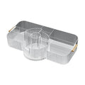 OWNSWING Cosmetic Organizer 360 Rotating 2 in 1 Skincare Organizer Make up Organizer Storage Desk Tray Pet Material Desktop