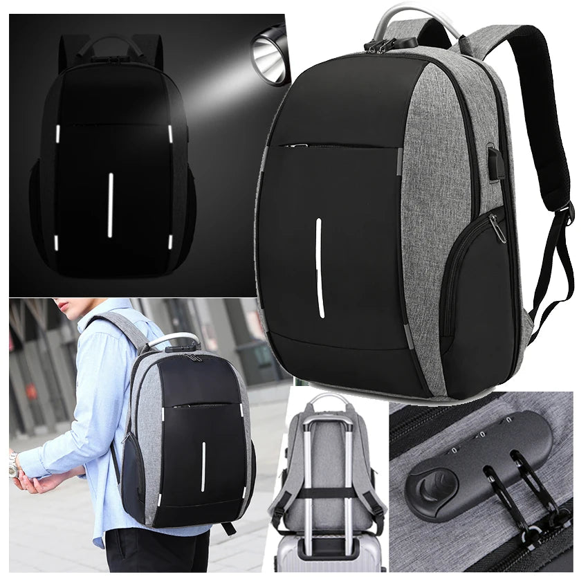 2022 Anti Theft Men USB Laptop Backpack Mochila Antirrobo Para Portatil Custom Logo Anti Theft Travel Business Laptop Backpack