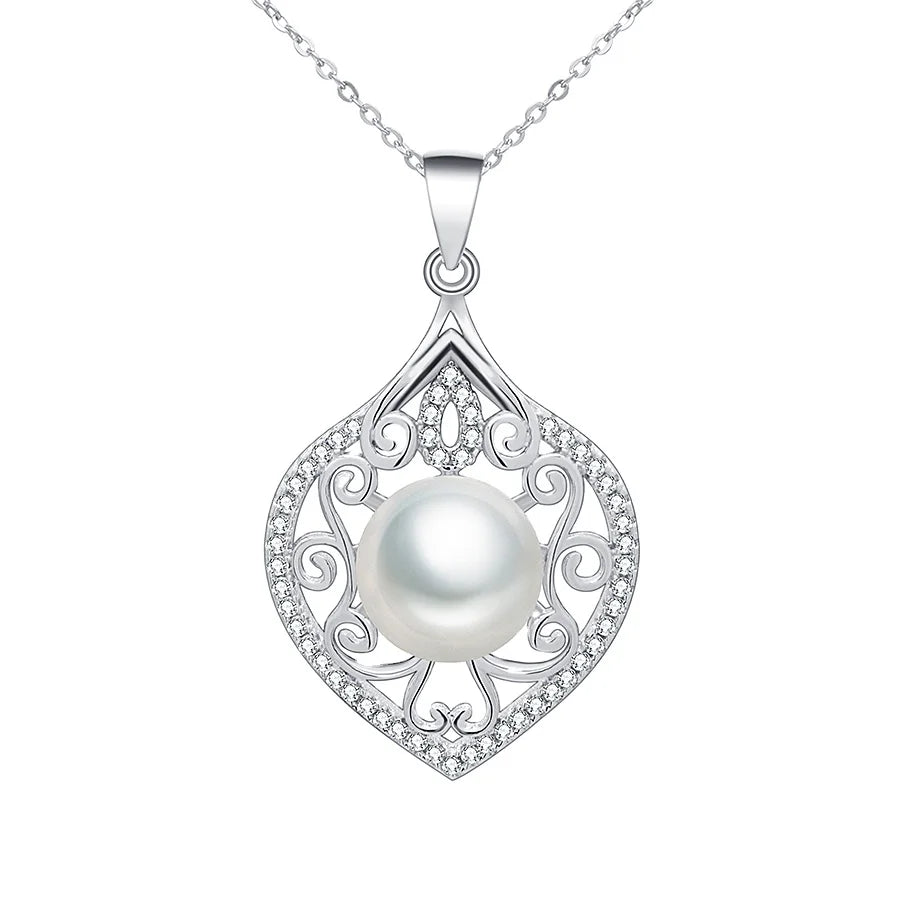 Solid 925 Sterling Silver Vintage Jewelry Making Charms Freshwater Pearl Necklaces Wholesale with Pendant for Mother