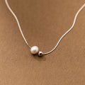 Freshwater Pearl Round Ball Pendant Necklaces Women Fine 925 Sterling Silver Jewelry