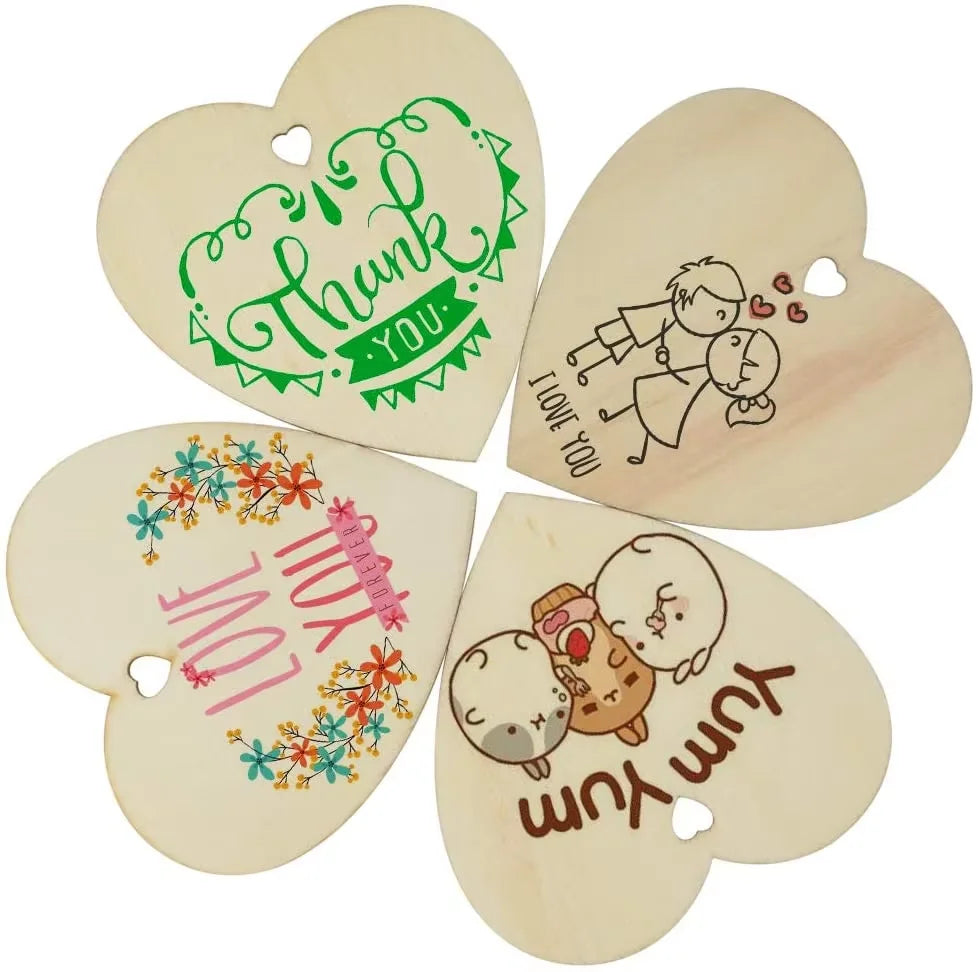 Tailai DIY Wooden Heart Hanging Ornaments Love/Thank You Decor for Christmas Tree Party Favors Wedding Gift Tags Craft Project
