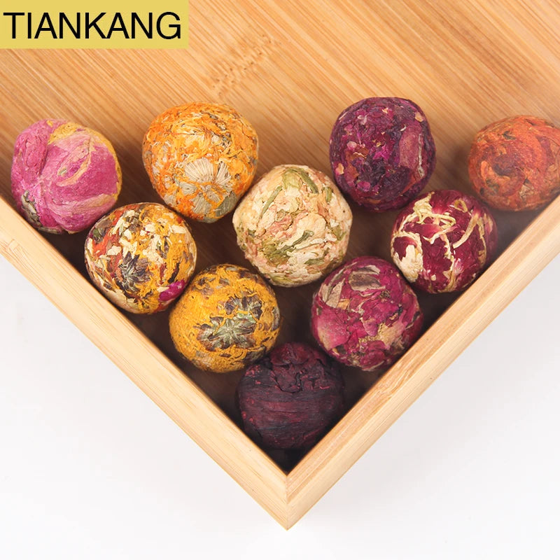 Premium Classical Chinese Herbal Flower Natural No Additives Ball Shape Dried Hibiscus Jasmine Rose Flower Blooming Tea Ball