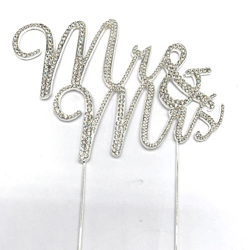 Mr and Mrs Premium Rose Gold Metal Wedding or Anniversary Cake Topper Sparkly Birthday or Party Supplies Item