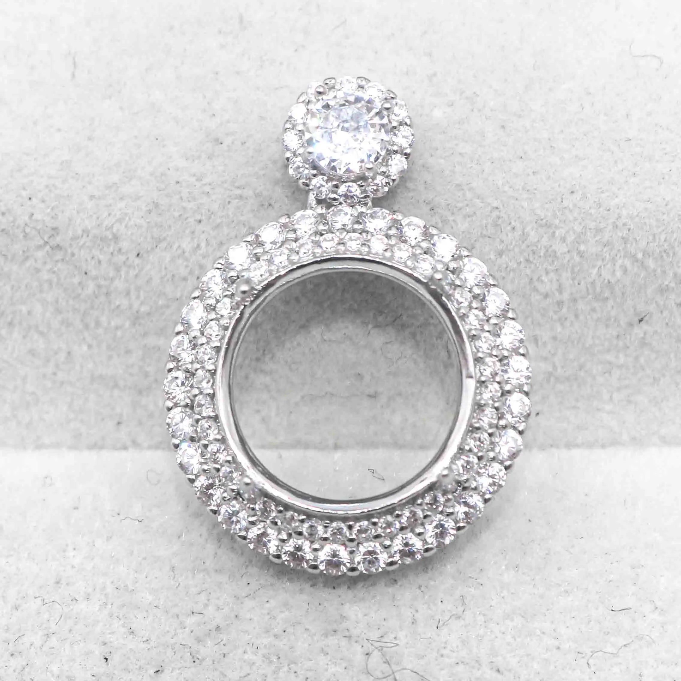 Sterling Silver 10mm/11mm/12mm/13mm/14mm Semi Mount Pendant Frame Empty Support Blank S925 Setting Without Center Stone for DIY