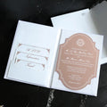 Folio New Design Rose Gold Mirror Acrylic White Suede Wedding Invitation Card